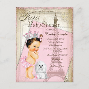 Invitation Baby Shower Princesse Vintage Paris
