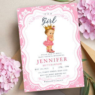 Invitation Baby shower Princesse vintage pour bébé