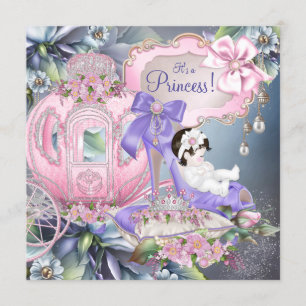Invitation Baby shower princesse violet et rose