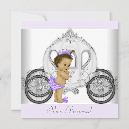 Invitation Baby shower princesse violet lavande (Devant)