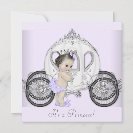 Invitation Baby shower princesse violet lavande (Devant)