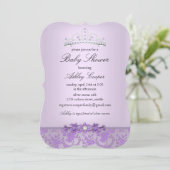 Invitation Baby shower princesse violette Tiara (Debout devant)