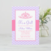Invitation Baby shower princier Purple Pink Chevron (Debout devant)
