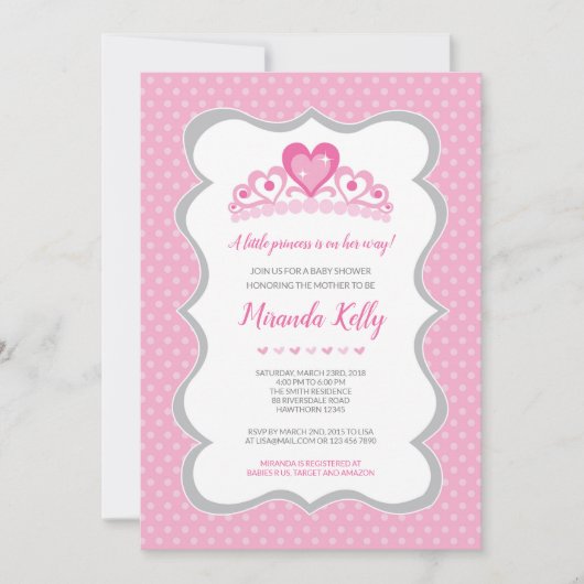 Invitation Baby shower princière, Baby shower fill (Devant)