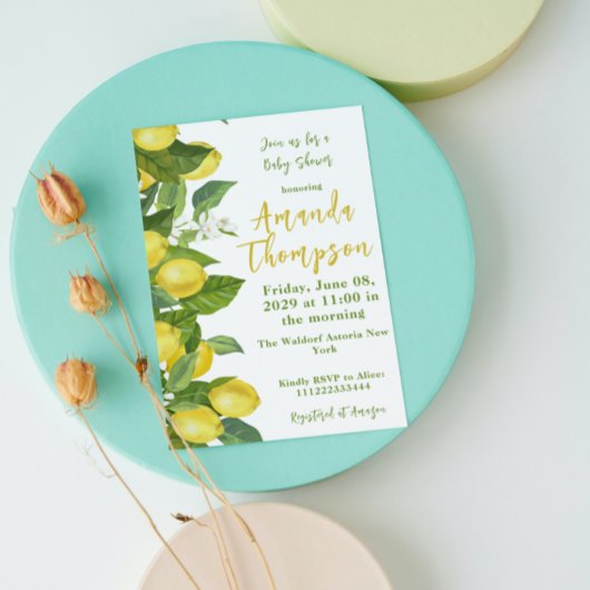 Invitation Baby shower principal de légèreté Fleur de citron 