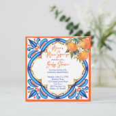 Invitation Baby shower principal de Mama orange bleu invitati (Debout devant)
