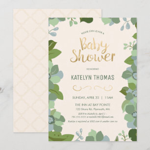 Invitation Baby shower, printemps, floral, Customi