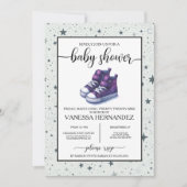 Invitation Baby shower Purple Baby High Tops (Devant)