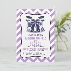 Invitation Baby shower Purple Baby Rock