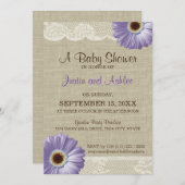 Invitation Baby shower Purple Daisy (Devant / Derrière)