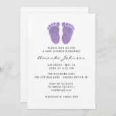 Invitation Baby shower Purple Pieds Parties scintillant Lecte (Devant / Derrière)