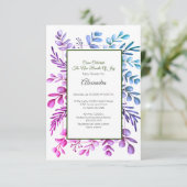 Invitation Baby shower Purple Pink Blue Eucalyptus (Debout devant)