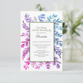 Invitation Baby shower Purple Pink Blue Eucalyptus (Debout devant)