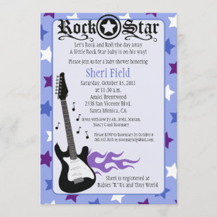 Invitation Baby shower PURPLE ROCK STAR 5X7 - Rosemary