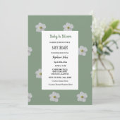 Invitation Baby shower QR Code Floral Bloom Sage Vert mignon (Debout devant)