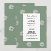 Invitation Baby shower QR Code Floral Bloom Sage Vert mignon (Devant / Derrière)