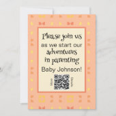 Invitation Baby shower QR Code Peach Jaune Géométrique (Devant)