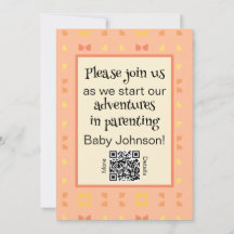 Baby shower QR Code Peach Jaune Géométrique