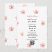 Invitation Baby shower QR Code Pink Floral Baby In Bloom Cute (Devant / Derrière)