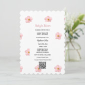 Invitation Baby shower QR Code Pink Floral Baby In Bloom Cute (Debout devant)