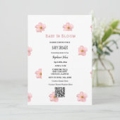 Invitation Baby shower QR Code Rose Floral Cute Baby In Bloom (Debout devant)