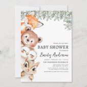 Invitation Baby shower QR Code Woodland Animaux (Devant)