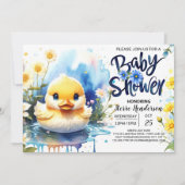 Invitation Baby shower Quack d'aquarelle bleu (Devant)