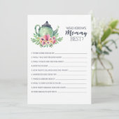 Invitation Baby shower Qui Connaît Maman Meilleur Jeu (Debout devant)