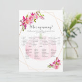 Invitation Baby shower qui est ma mère Citrouille Florals (Debout devant)