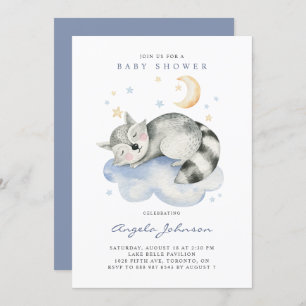 Invitation Baby shower Raccoon couché à l'aquarelle