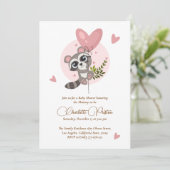 Invitation Baby shower raccoon minimaliste Cute (Debout devant)