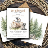 Invitation Baby shower Raccoon Twins