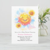 Invitation Baby shower radiant Sun Boho Girl (Debout devant)