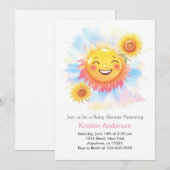 Invitation Baby shower radiant Sun Boho Girl (Devant / Derrière)