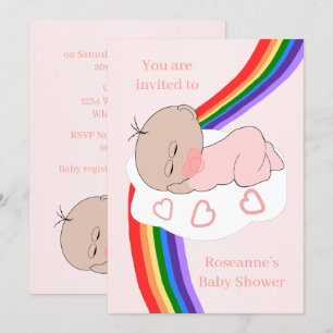 Invitation Baby shower Rainbow Baby Girl