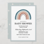 Invitation Baby shower Rainbow Blue Boy (Devant / Derrière)