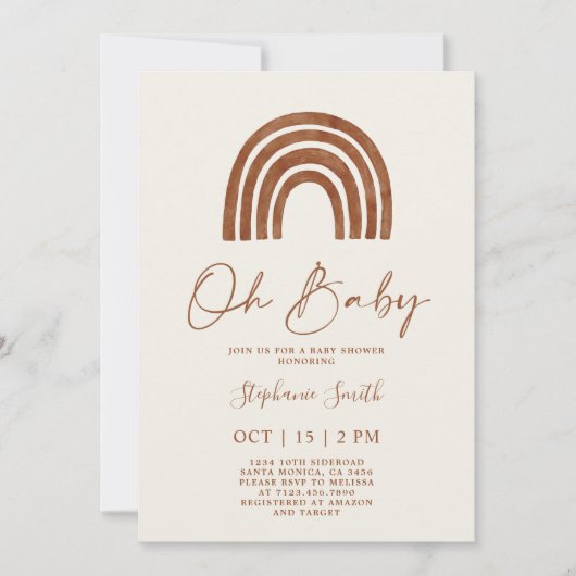 Invitation Baby shower Rainbow Boho (Devant)