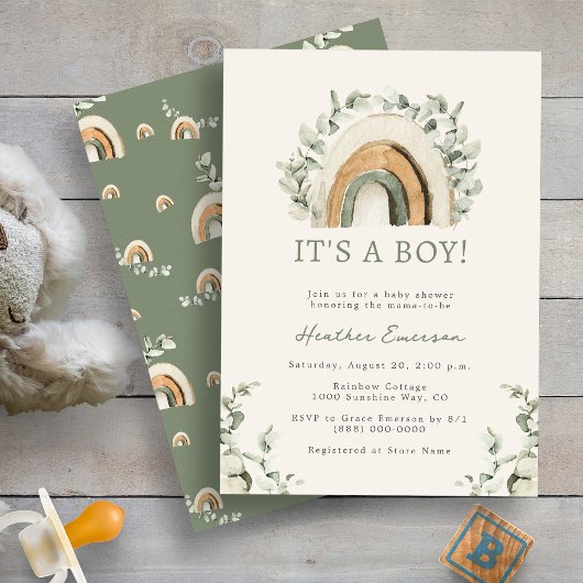 Invitation Baby shower Rainbow Boy