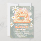 Invitation Baby shower Rainbow Daisy des années 60 de l'Hippi (Devant)