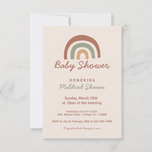 Invitation Baby shower Rainbow Design (Devant)