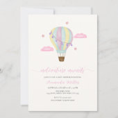 Invitation Baby shower Rainbow Hot Air Balloon Cloud Star (Devant)