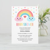 Invitation Baby shower Rainbow Miracle à thème (Debout devant)