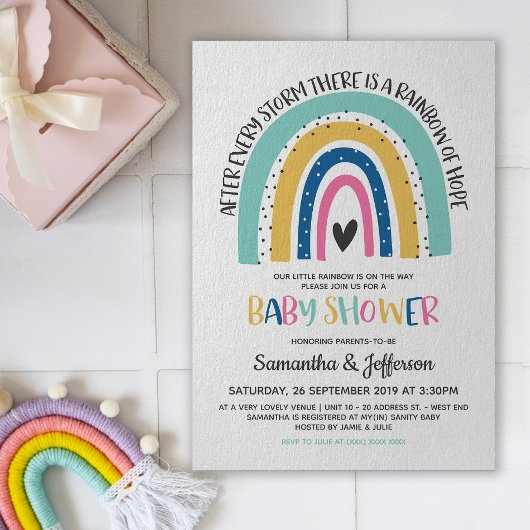 Invitation Baby shower Rainbow moderne et simple Hope