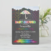 Invitation Baby shower Rainbow Raindrops (Debout devant)