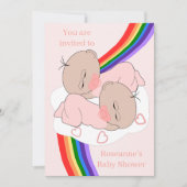Invitation Baby shower Rainbow Twin Baby Girls (Devant)
