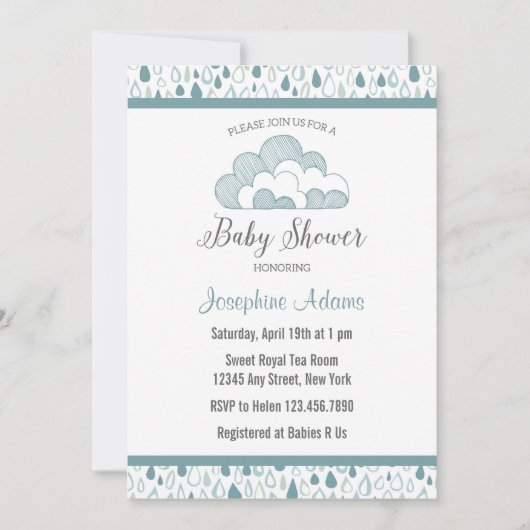 Invitation Baby shower Raindrop (Devant)