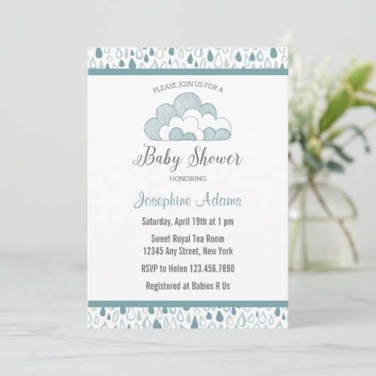 Invitation Baby shower Raindrop (Debout devant)