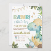 Invitation Baby shower Rawr Dino (Devant)