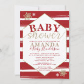 Invitation Baby shower rayé de Noël (Devant)