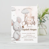 Invitation Baby shower rayé de souris mignonne (Debout devant)